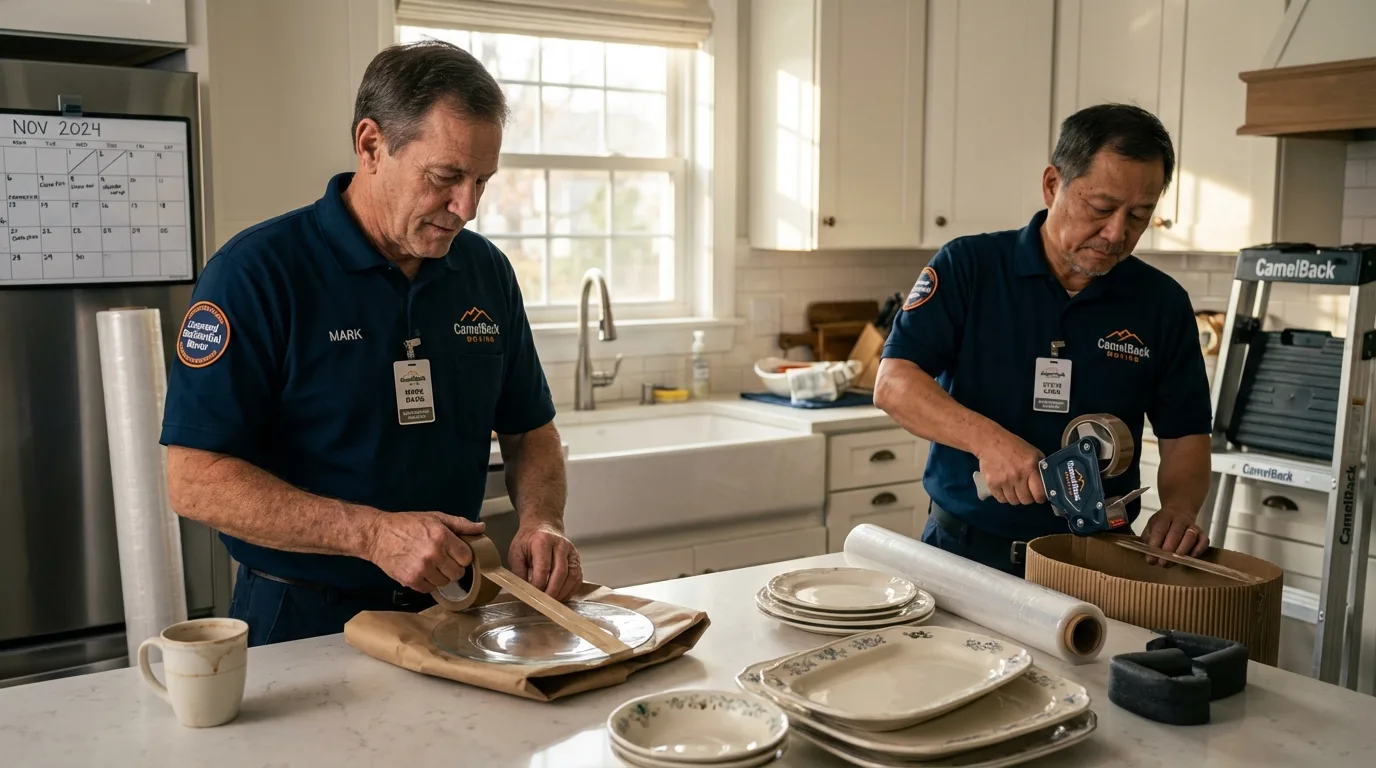 Professional crew packing kitchen dishware in Glassboro, NJ